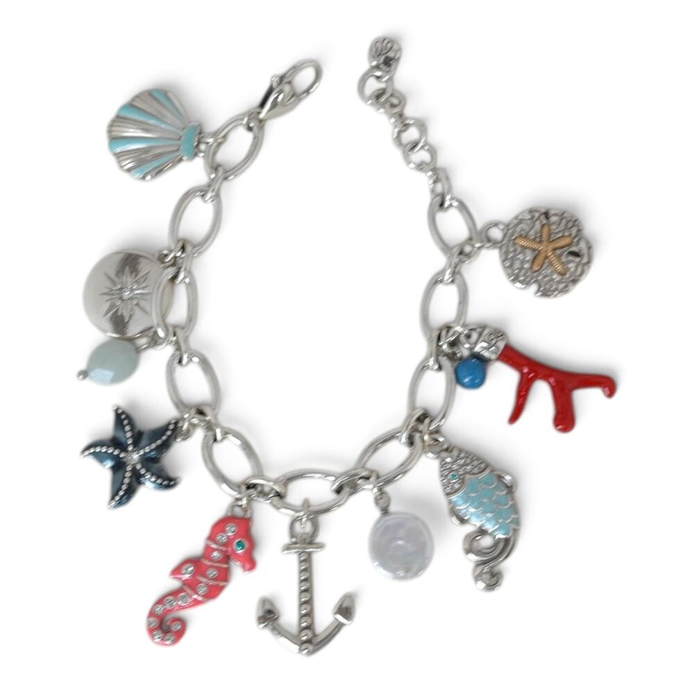 Brighton Under The Sea Charm Bracelet Seahorse Anchor Amazonite Red Coral - Picture 4 of 7